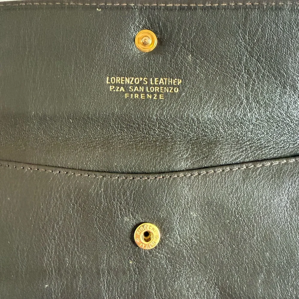 Brown Leather Clutch Wallet with Gold Initials